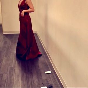 It’s a two different shade of maroon prom dress